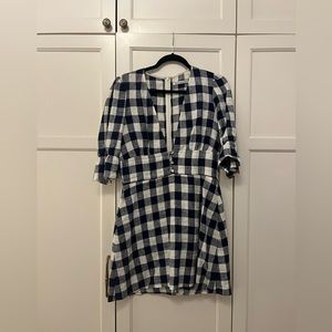 Reformation blue and white checked gingham mini dress